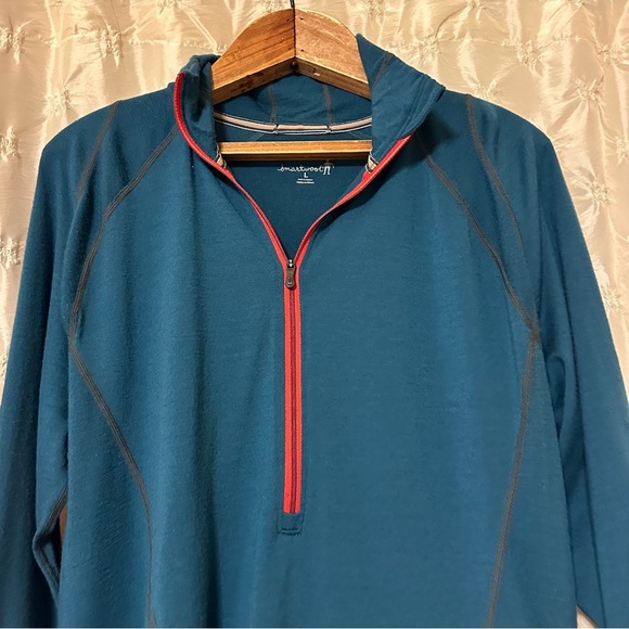 Smartwool Teal Classic Thermal Merino Base Layer 1/4 Zip Pullover - Picture 2 of 11
